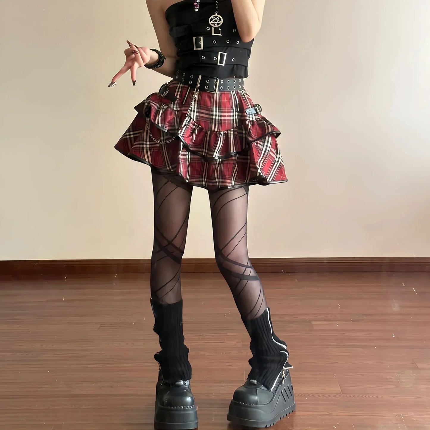 Checked Mini Skirt with Ruffles - Kennedy