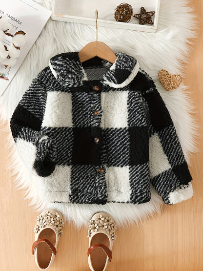 Checked Pattern Jacket Thin Fleece Children's Jacket - Mia