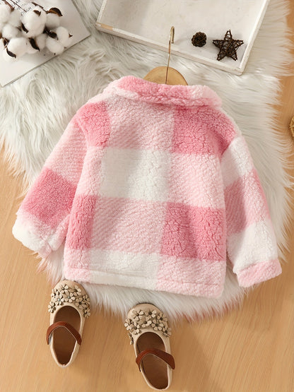 Checked Pattern Jacket Thin Fleece Children's Jacket - Mia
