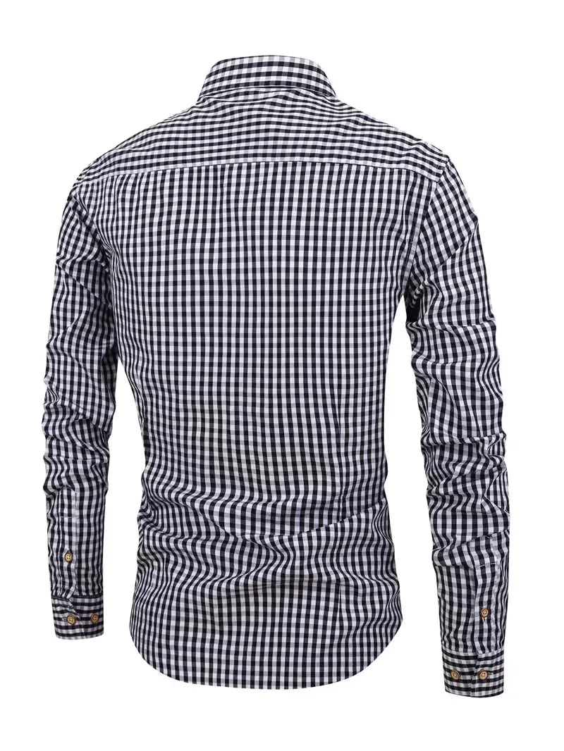 Checked Pattern Shirt with Chest Pocket