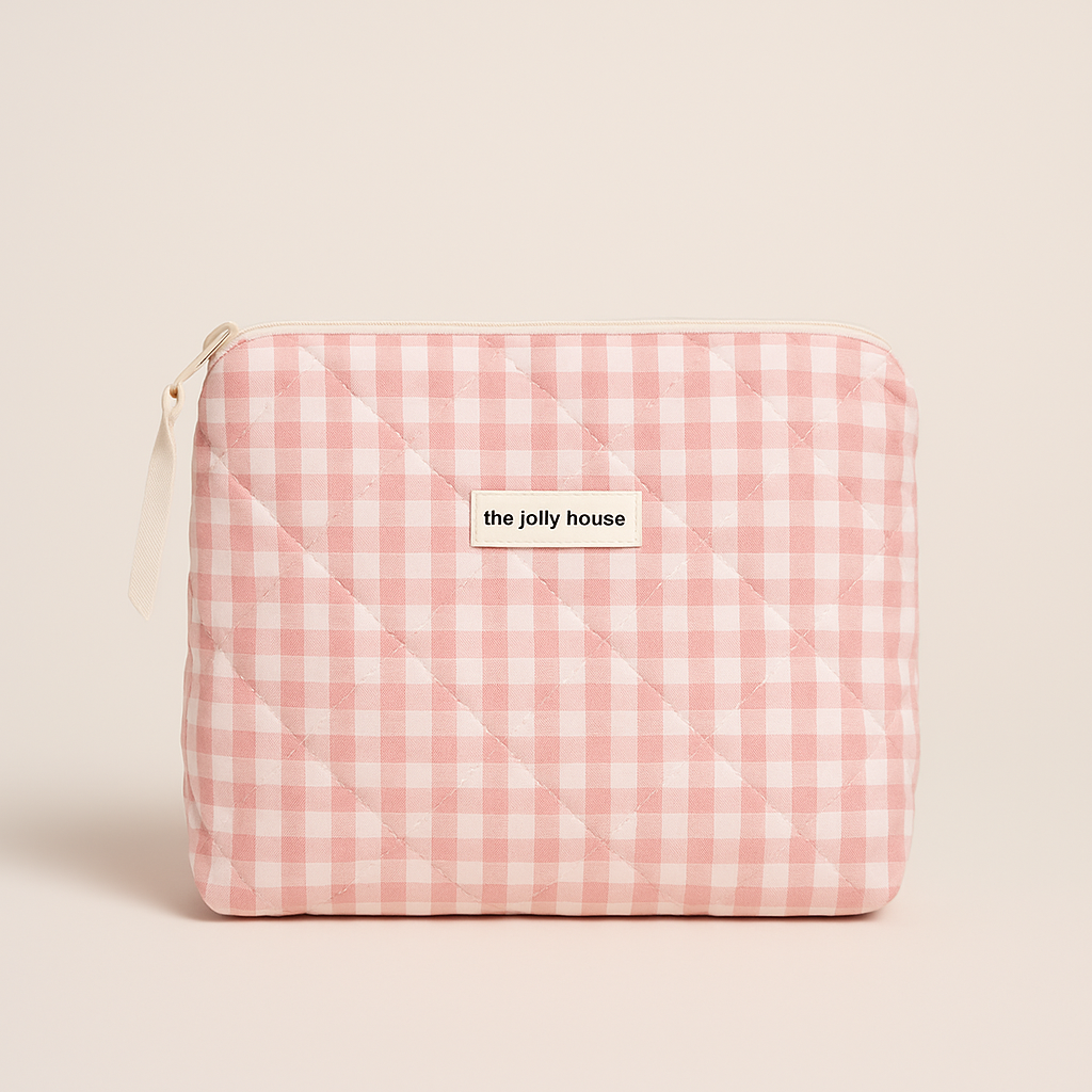 Checked Quilted Cosmetic Organizer