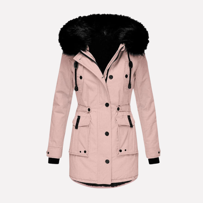 Parka da donna con cappuccio e tasche con patta