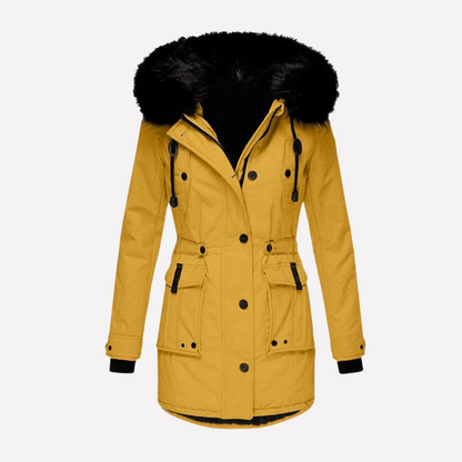 Parka da donna con cappuccio e tasche con patta