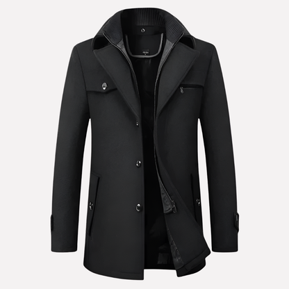 Men's Jacket with Notched Collar and Buttons