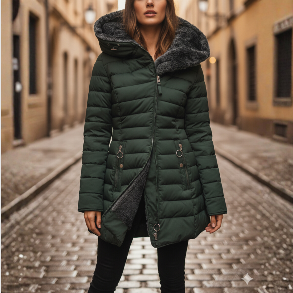 Women's Quilted Winter Jacket with Hood