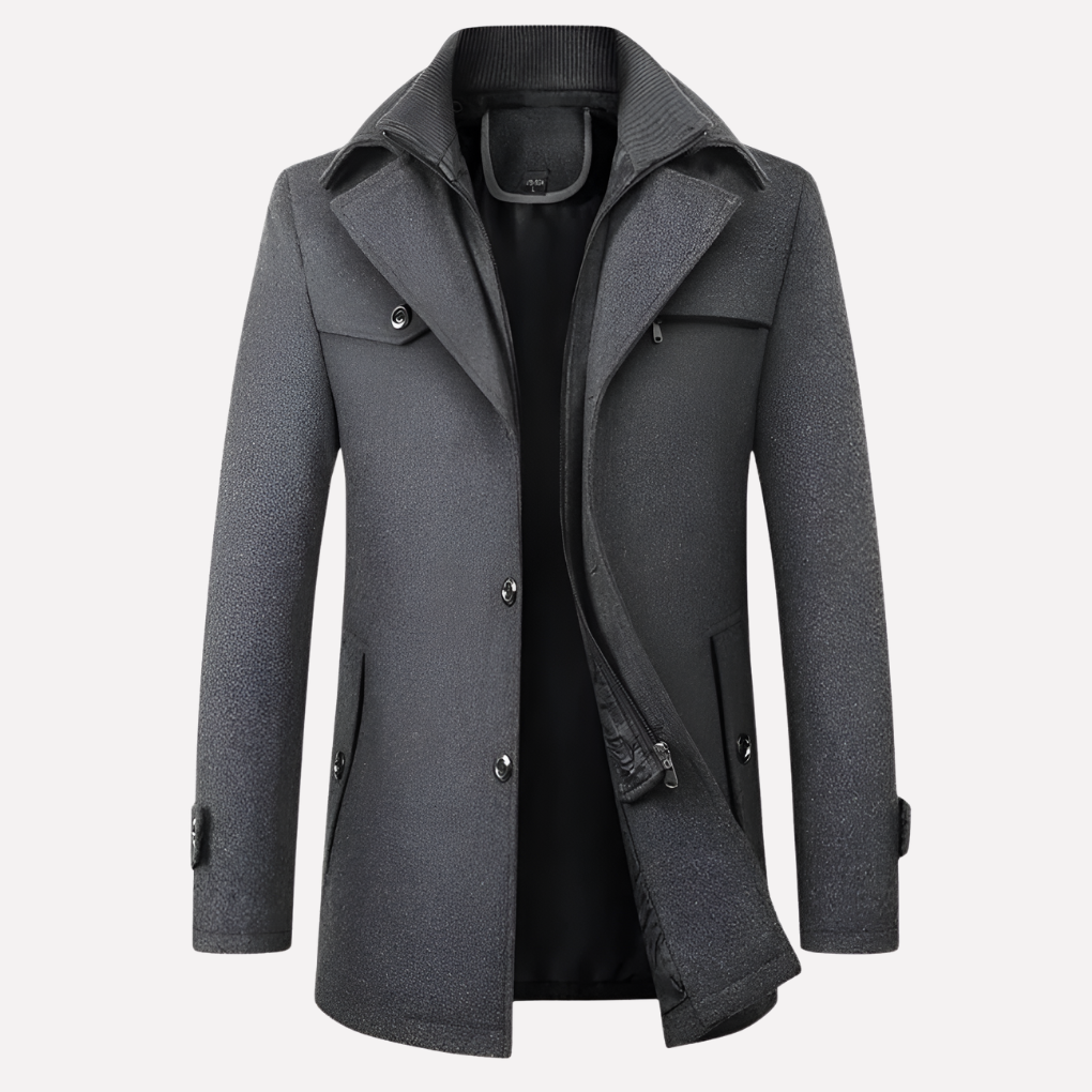Men's Jacket with Notched Collar and Buttons