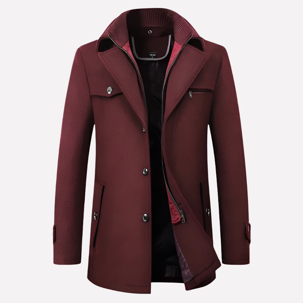 Men's Jacket with Notched Collar and Buttons
