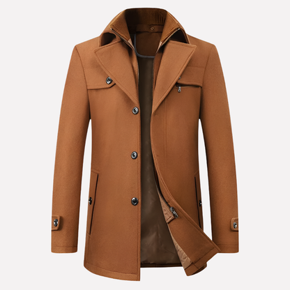 Men's Jacket with Notched Collar and Buttons