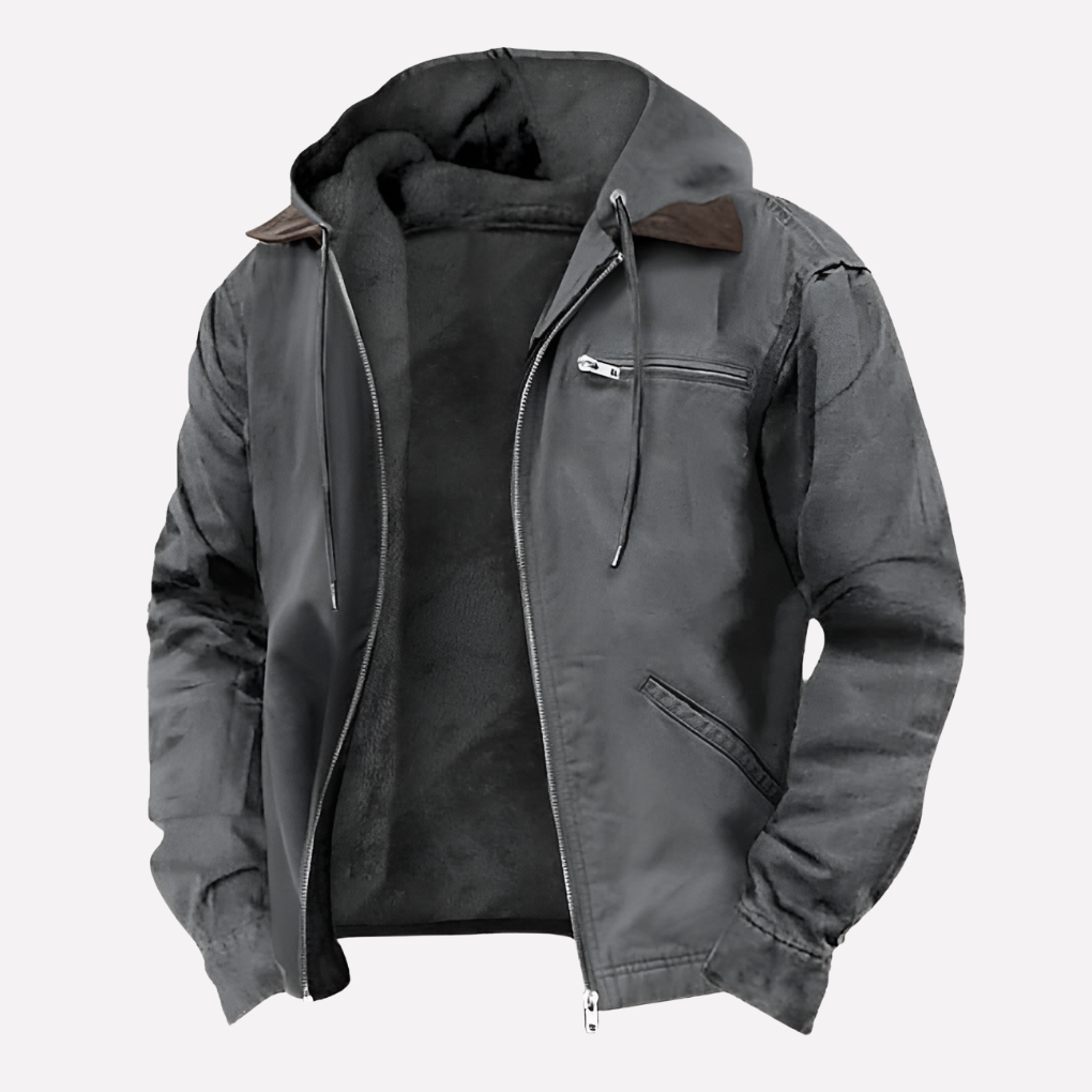 Men's Outdoor Hoodie Jacket with Zipper Pockets