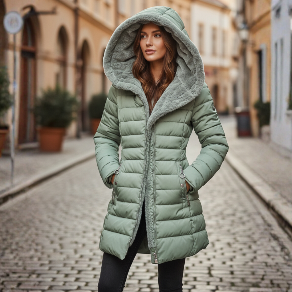 Women's Quilted Winter Jacket with Hood