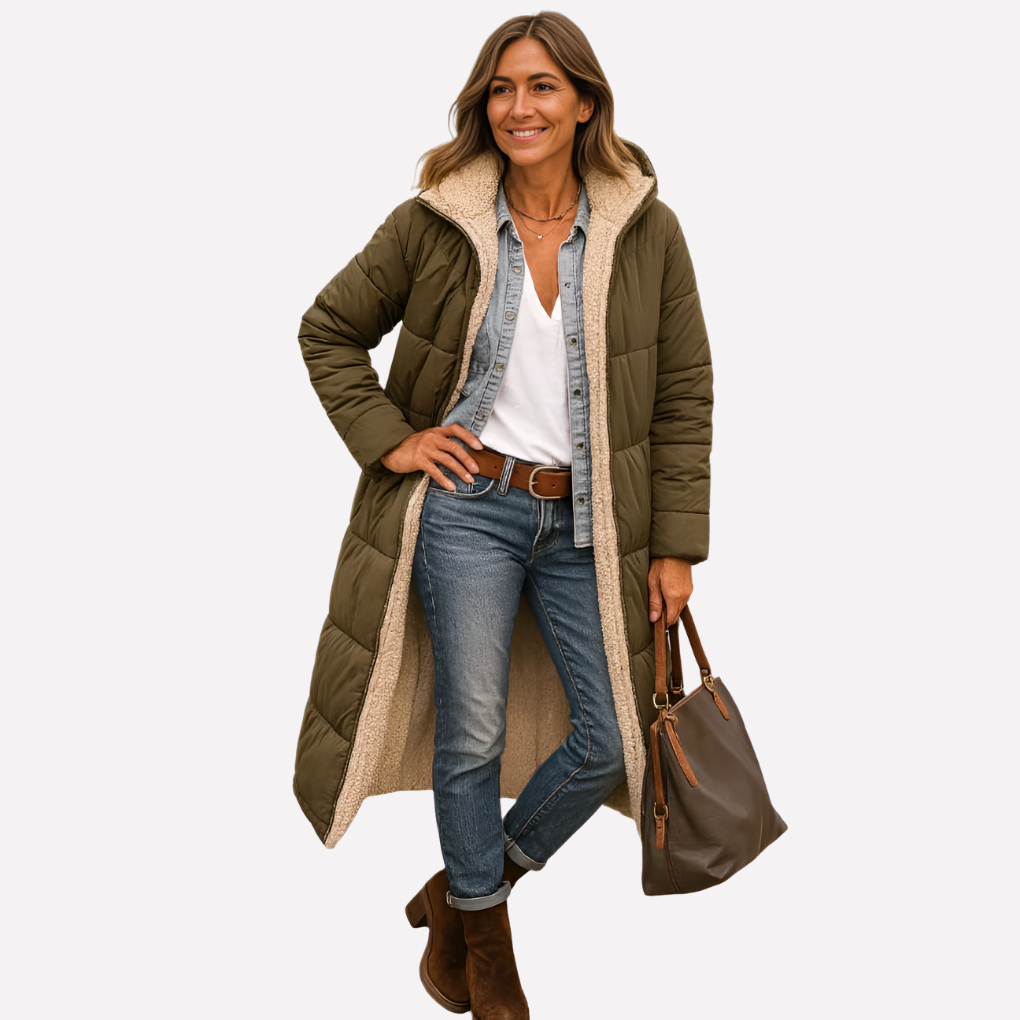 Women's Quilted Jacket with Hood and Lined Interior