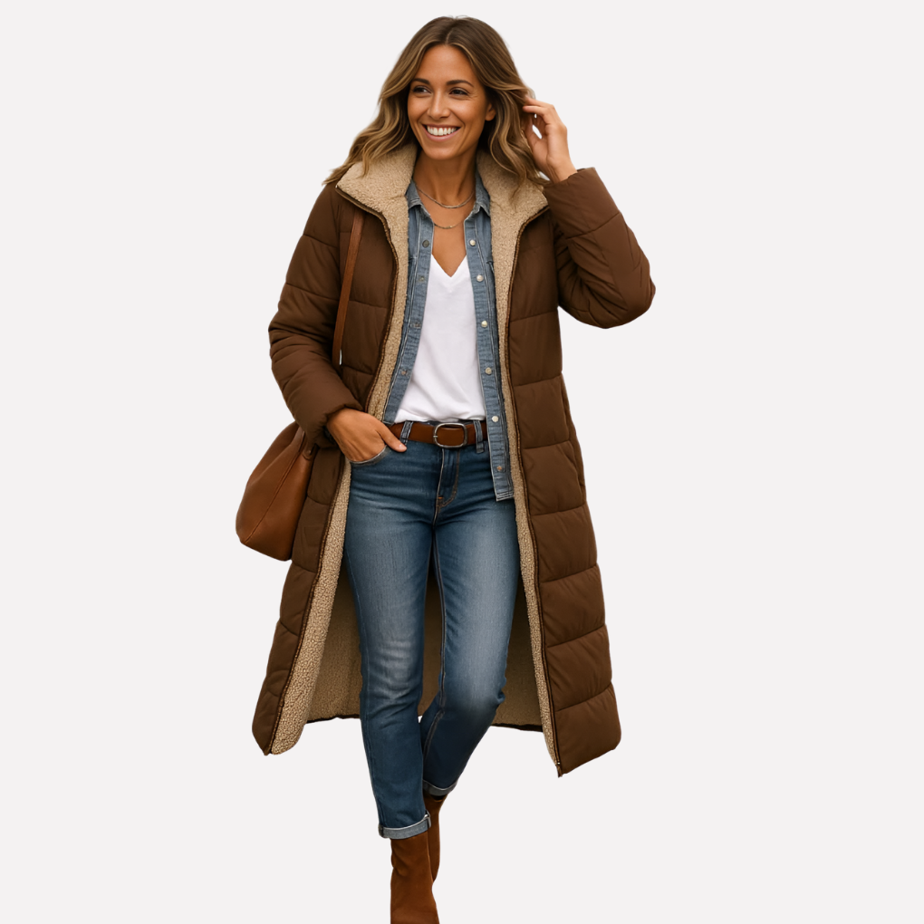 Women's Quilted Jacket with Hood and Lined Interior