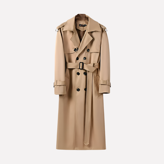Knielanger Trenchcoat für Herren mit Gürtel