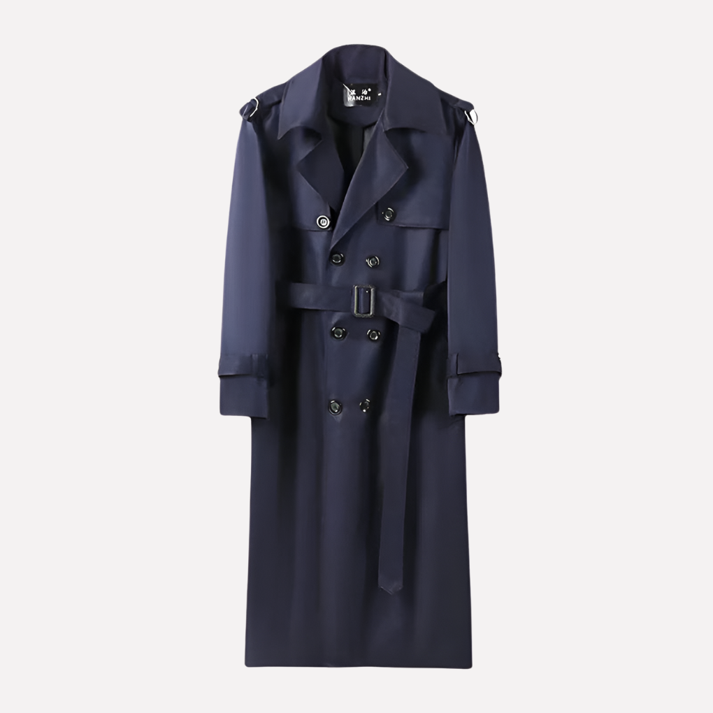 Men's Knee-Length Knotted Trench Coat