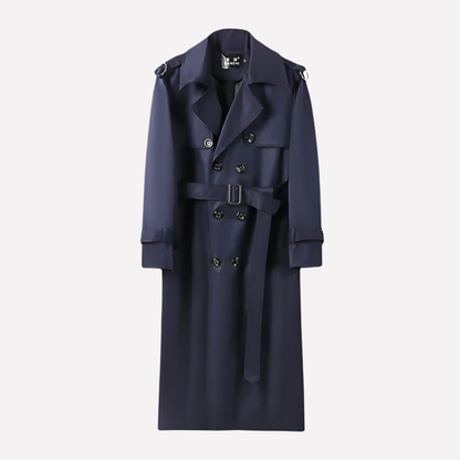 Men's Knee-Length Knotted Trench Coat