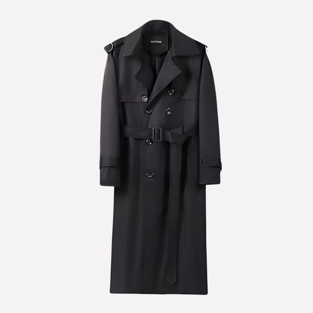 Men's Knee-Length Knotted Trench Coat
