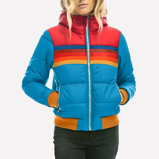Chaqueta acolchada para mujer con capucha y cremallera