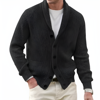 Men's Cardigan with Shawl Collar and Button Front