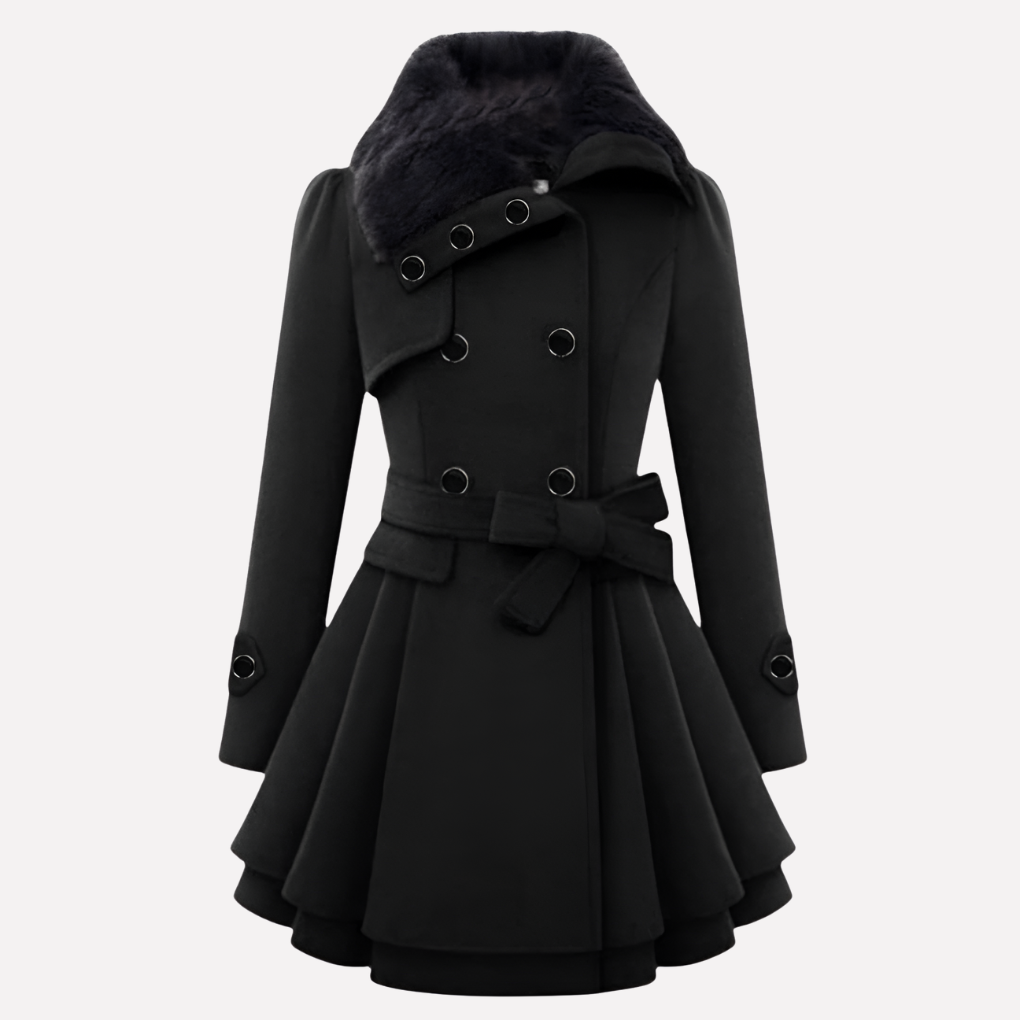 Ladies Winter Coat with Buttons and Belt – Elegance and Warmth in One
