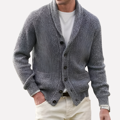 Men's Cardigan with Shawl Collar and Button Front