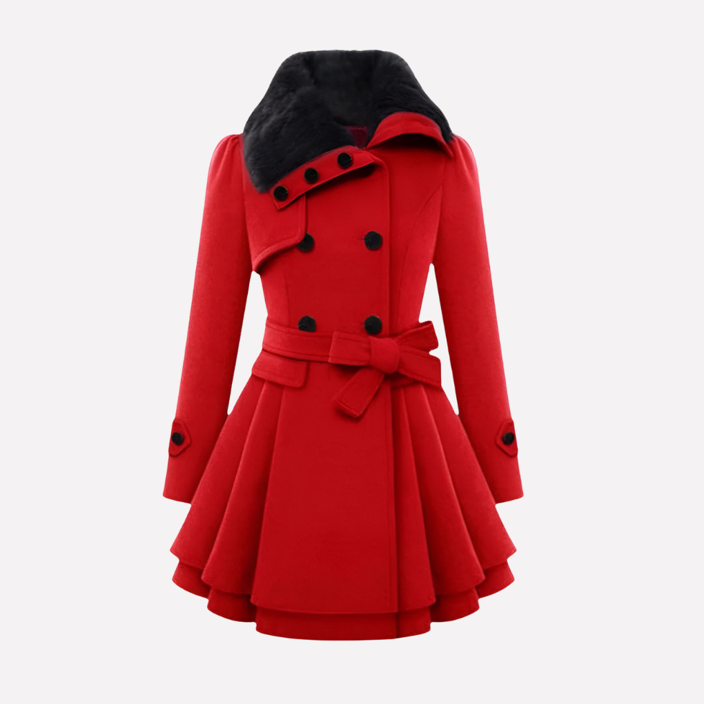 Ladies Winter Coat with Buttons and Belt – Elegance and Warmth in One