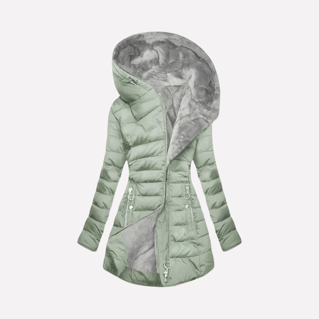 Giacca invernale da donna con cappuccio e cerniera – Calore e stile per l'inverno