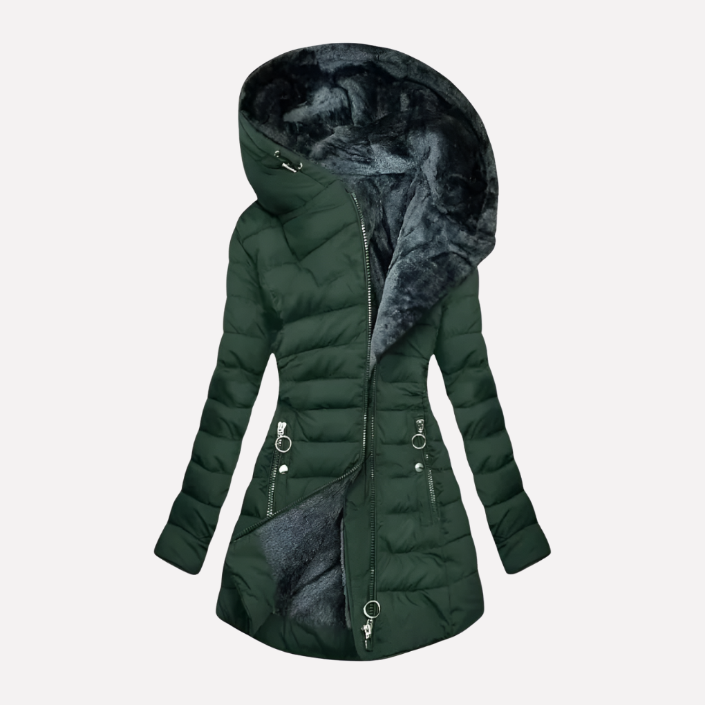 Giacca invernale da donna con cappuccio e cerniera – Calore e stile per l'inverno