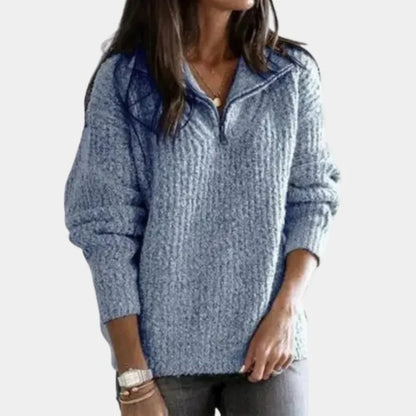 Chic Comfort Sweater with Half Zip for Women