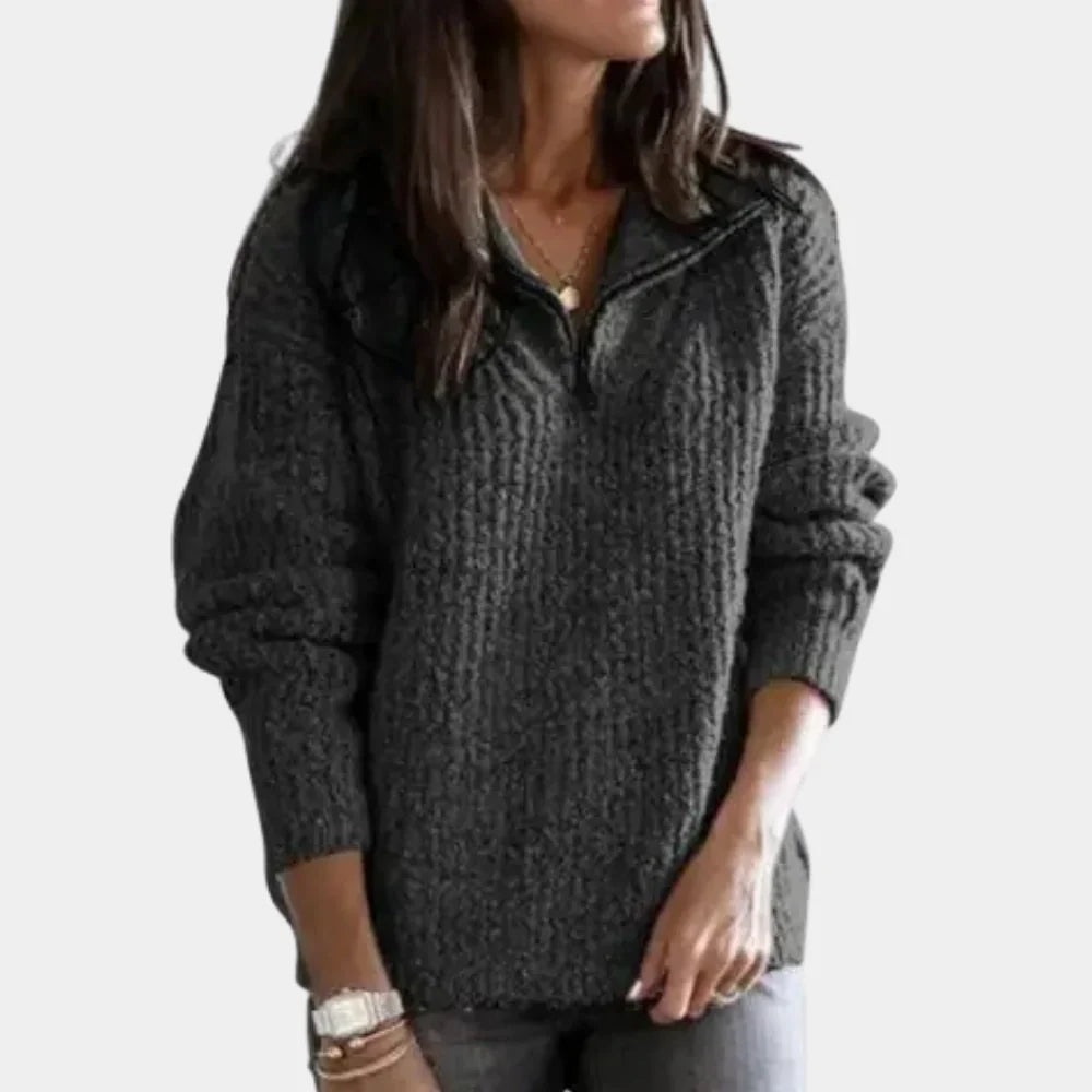 Chic Comfort Sweater with Half Zip for Women