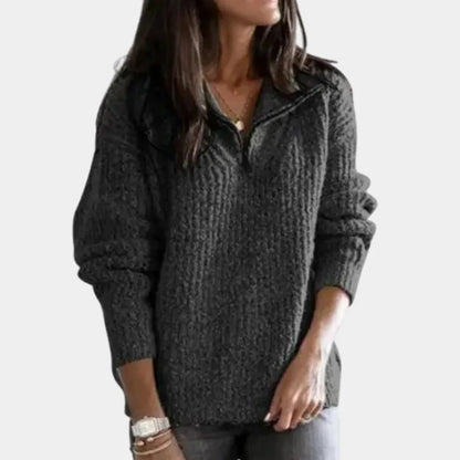 Chic Comfort Sweater with Half Zip for Women