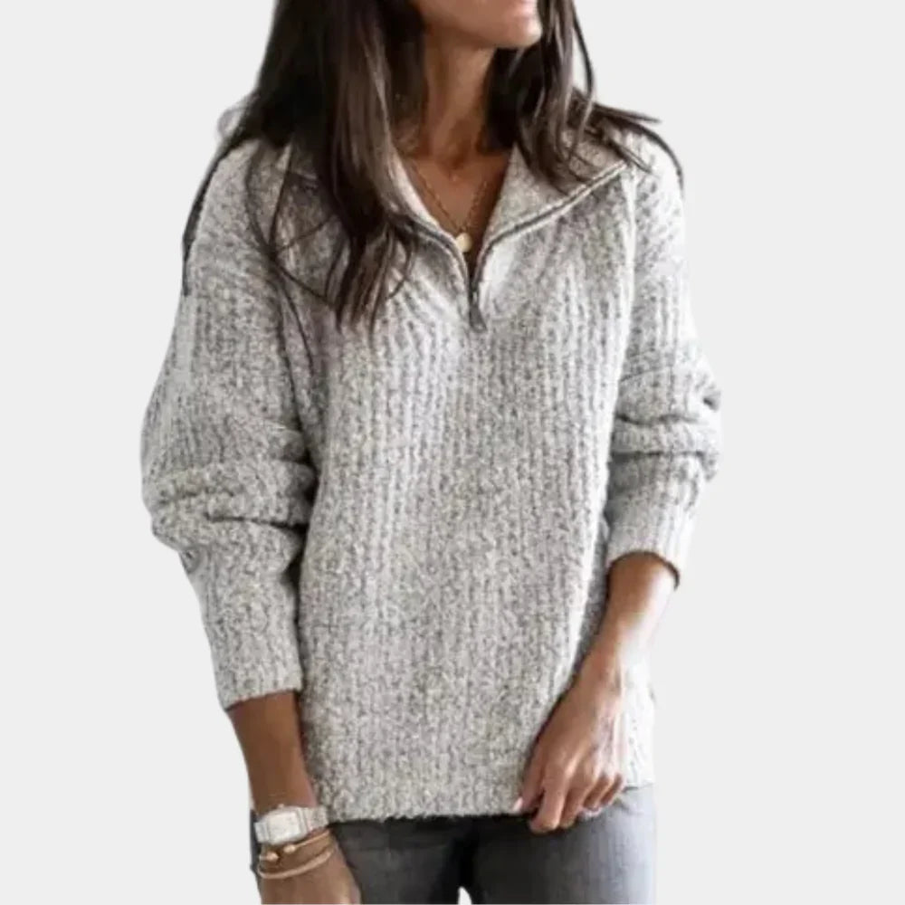 Chic Comfort Sweater with Half Zip for Women
