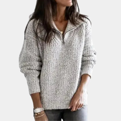 Chic Comfort Sweater with Half Zip for Women