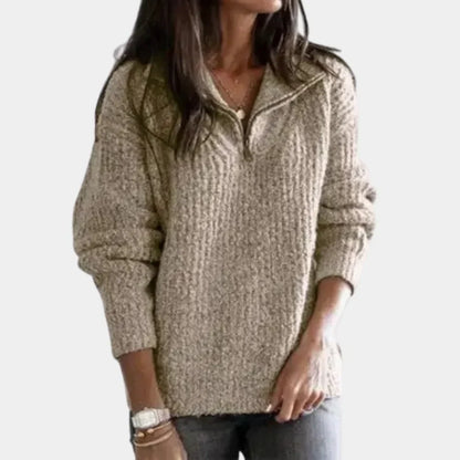 Chic Comfort Sweater with Half Zip for Women