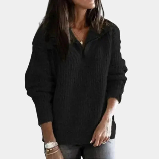 Chic Comfort Sweater with Half Zip for Women