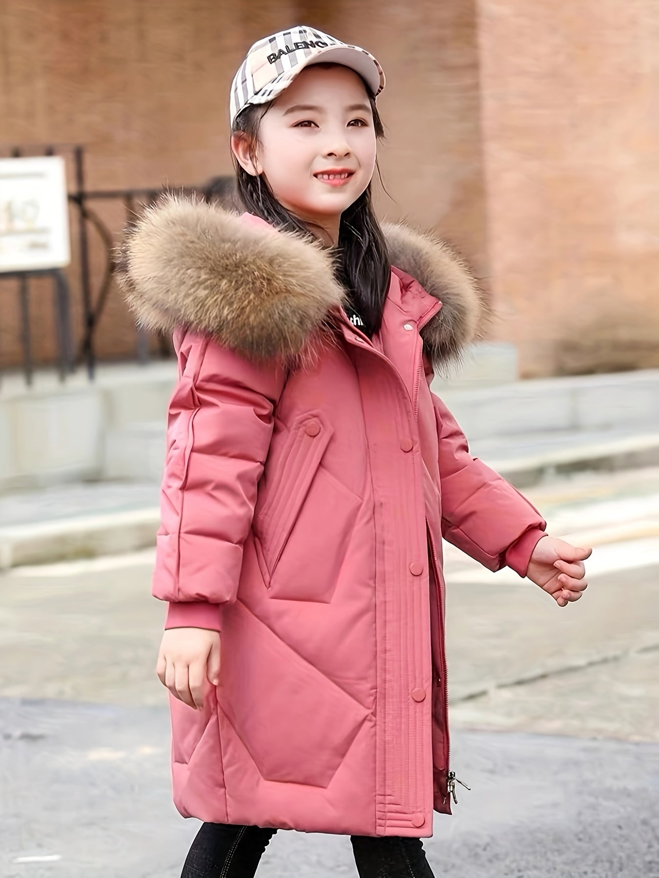 Chic Mid-Length Winter Coat with Hood and Zipper - Gabbie
