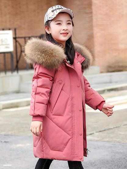 Chic Mid-Length Winter Coat with Hood and Zipper - Gabbie