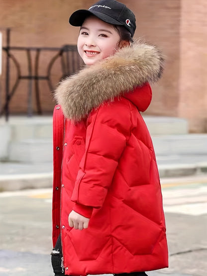Chic Mid-Length Winter Coat with Hood and Zipper - Gabbie
