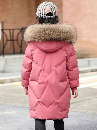 Chic Mid-Length Winter Coat with Hood and Zipper - Gabbie