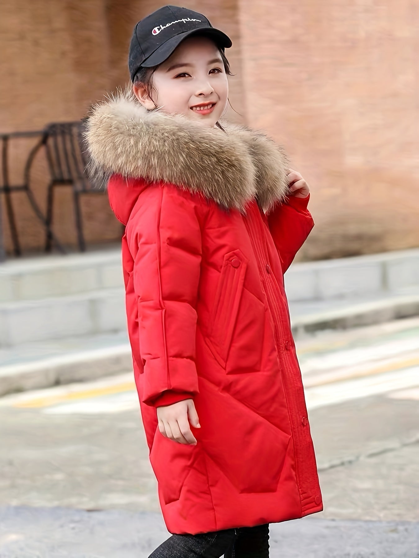 Chic Mid-Length Winter Coat with Hood and Zipper - Gabbie