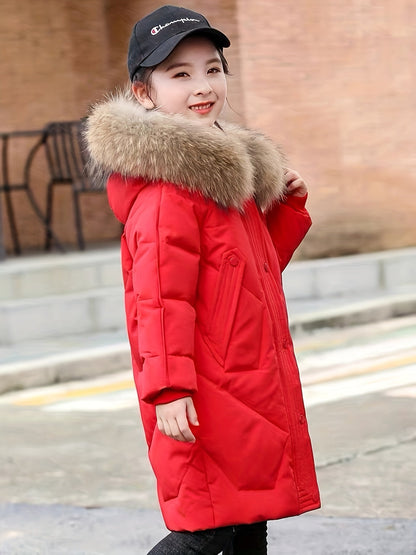 Chic Mid-Length Winter Coat with Hood and Zipper - Gabbie