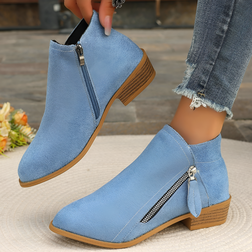 Chic Ankle Boots with Zip and Block Heel for Women