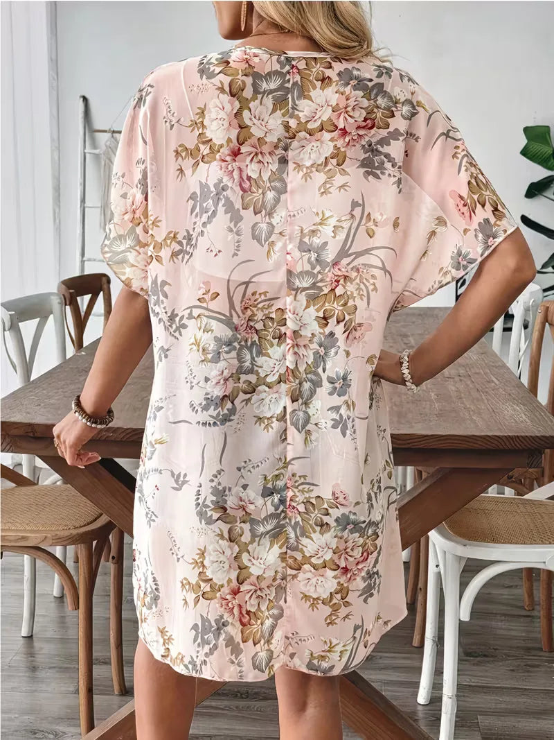 Chiffon cardigan with floral print