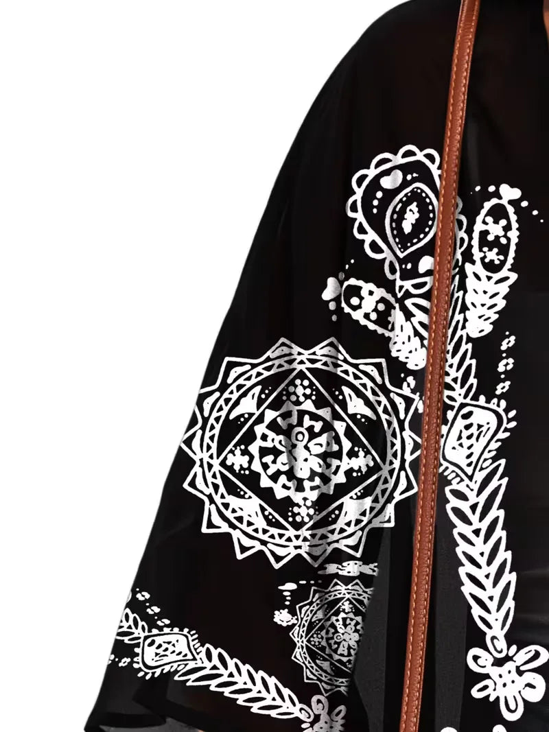 Chiffon kimono with floral print
