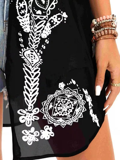 Chiffon kimono with floral print