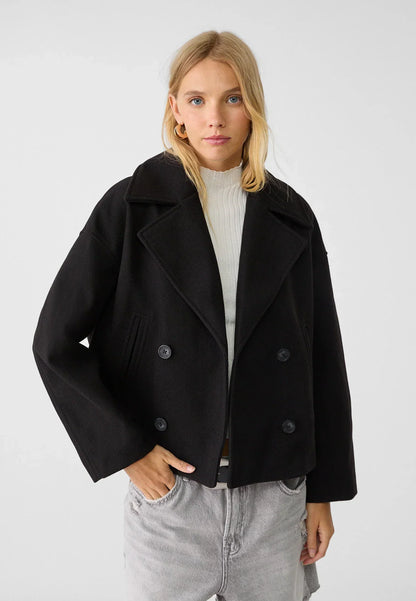 Jitske - Chic Short Peacoat Coat with Double Button Closure