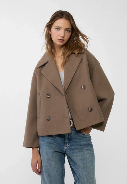 Jitske - Chic Short Peacoat Coat with Double Button Closure