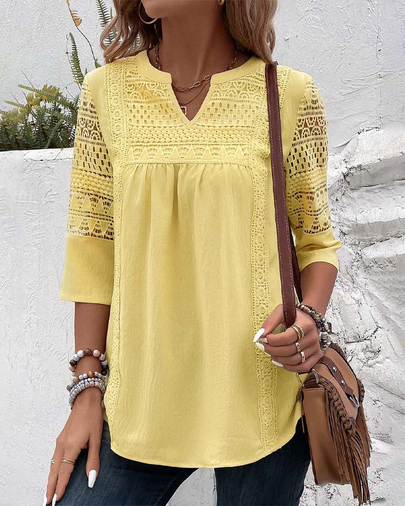 Citroen yellow top with 3/4 sleeves