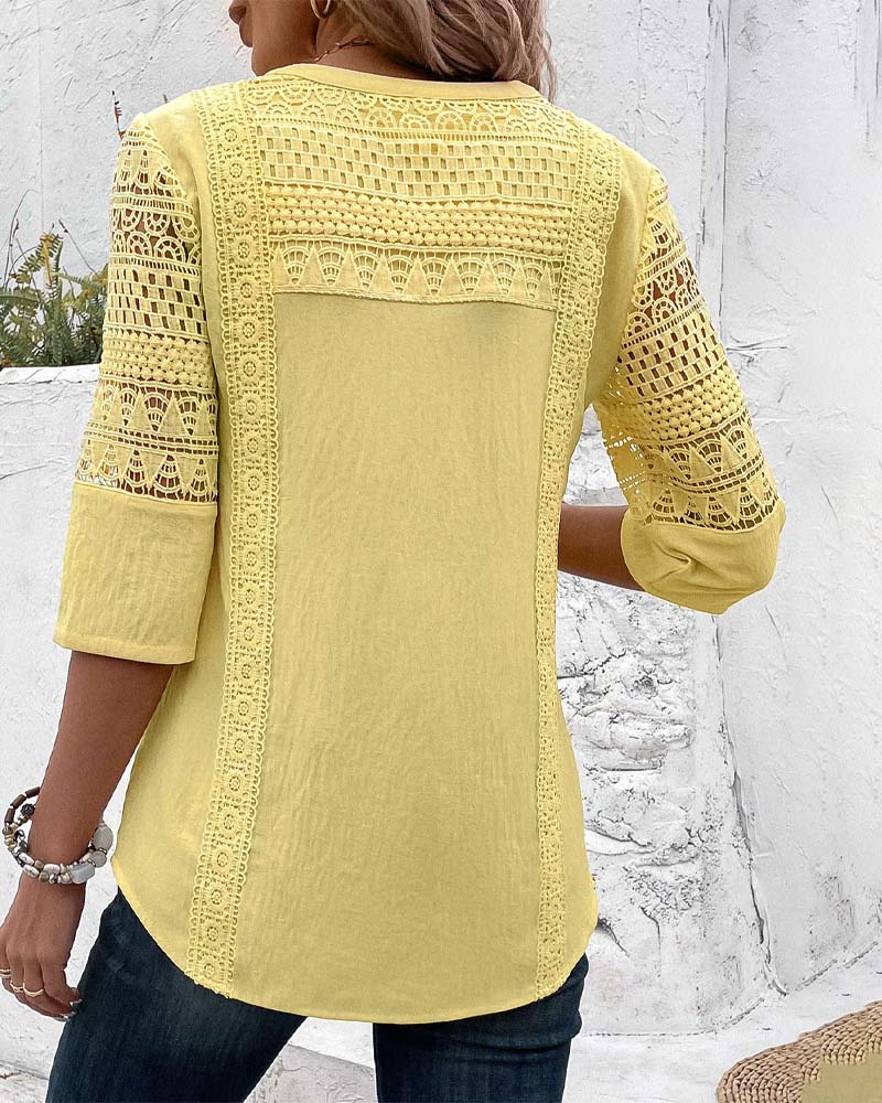 Citroen yellow top with 3/4 sleeves