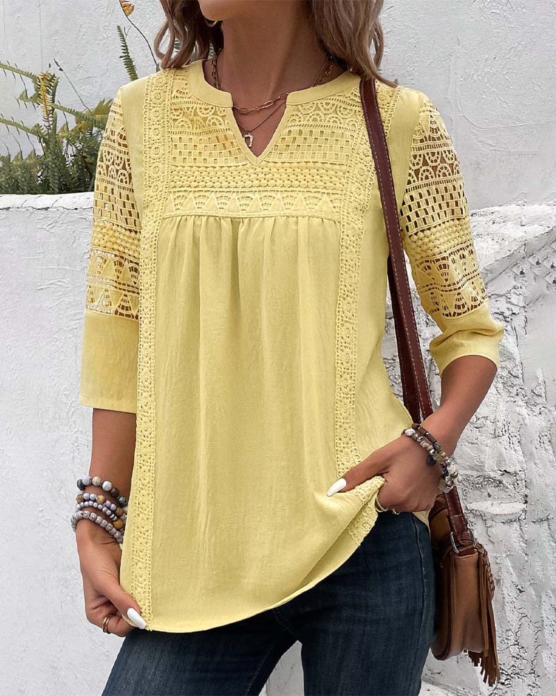 Citroen yellow top with 3/4 sleeves