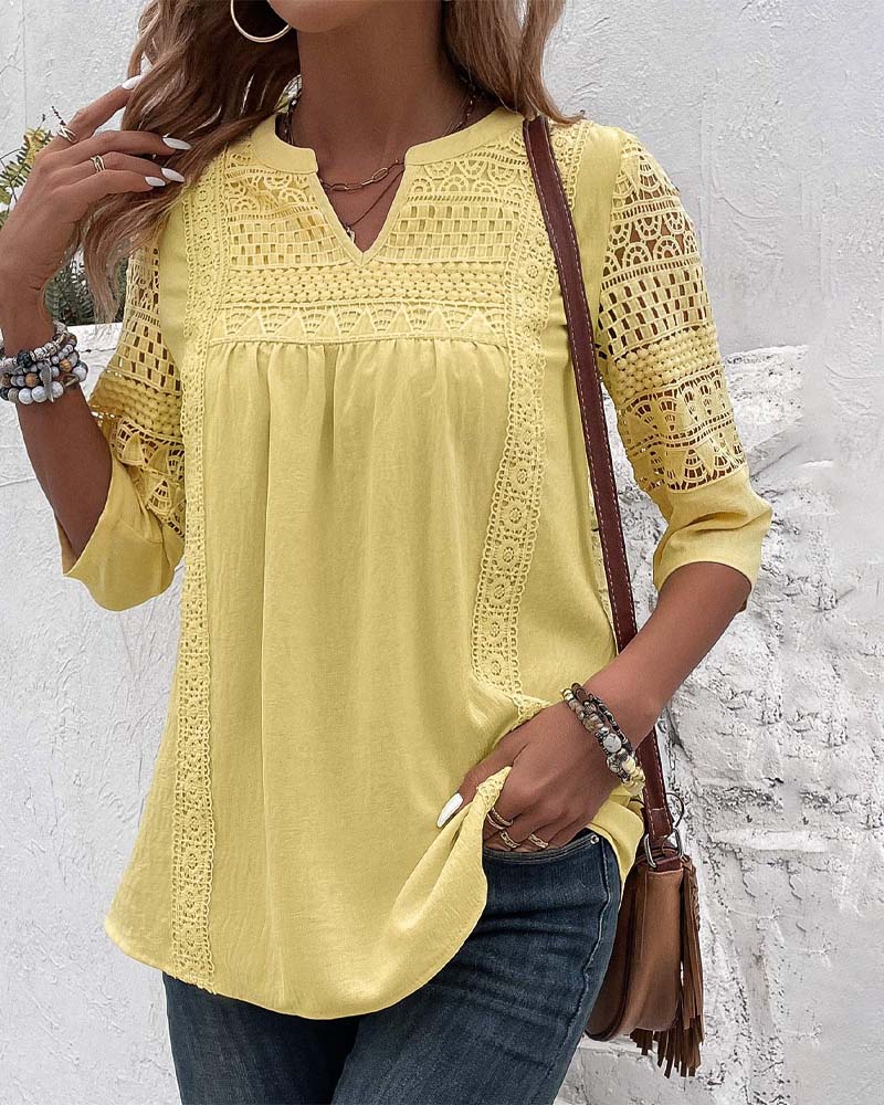 Citroen yellow top with 3/4 sleeves